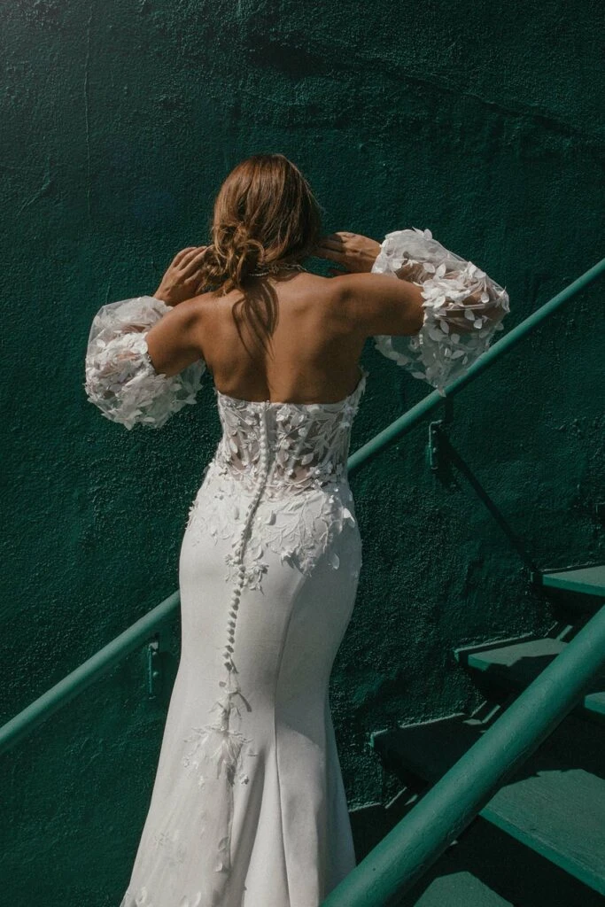 Flowy Bohemian Lace Wedding Dress