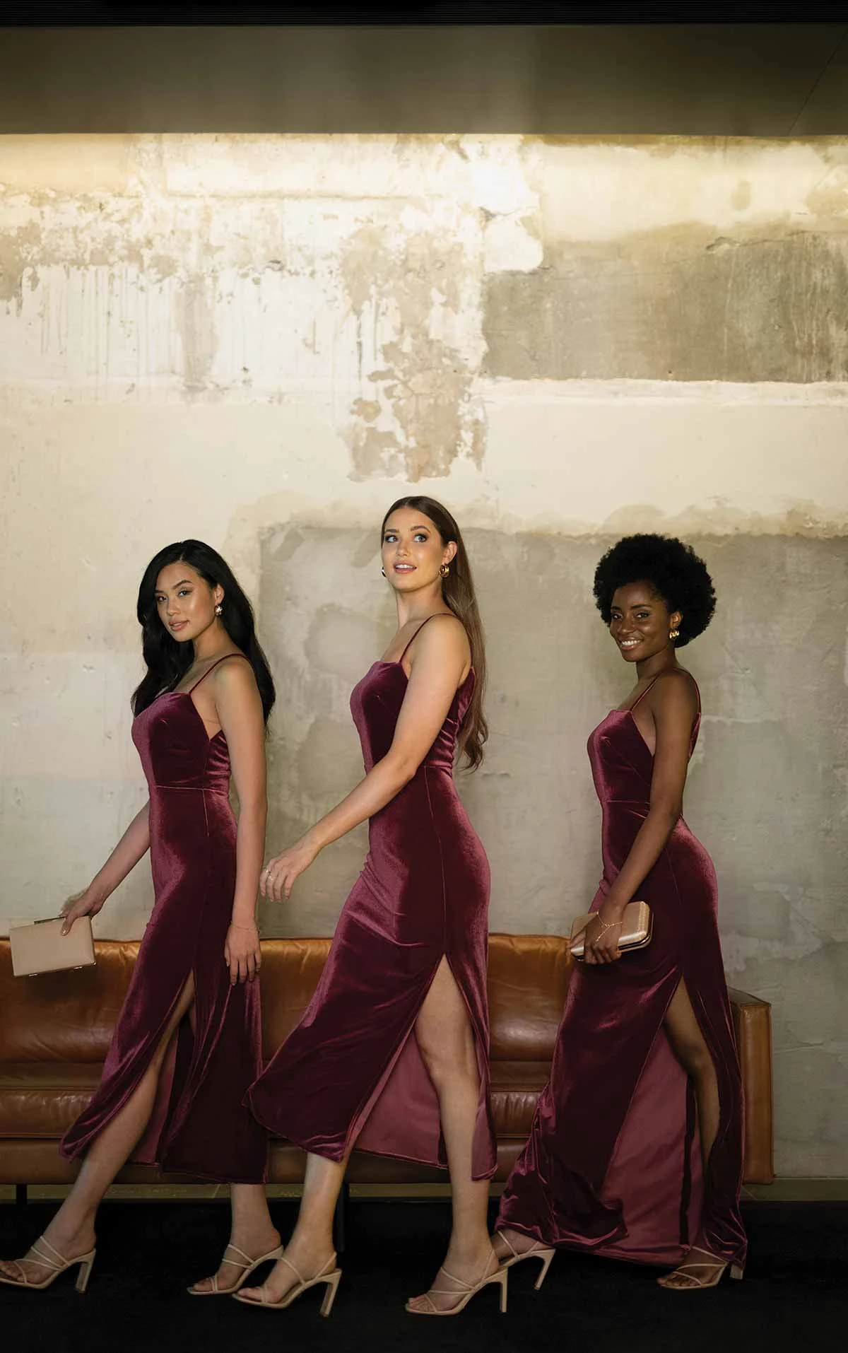 velvet midi bridesmaid dress with square neckline - 9663 by Sorella Vita