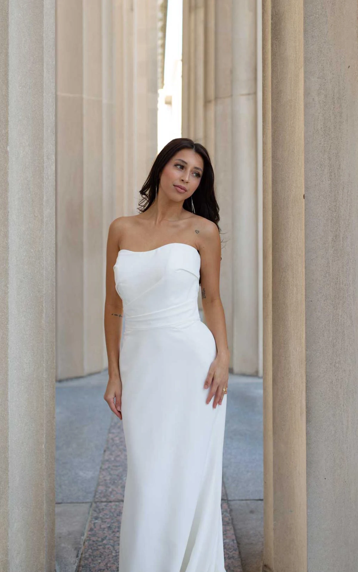 simple strapless sheath wedding dress - 7681 by Stella York