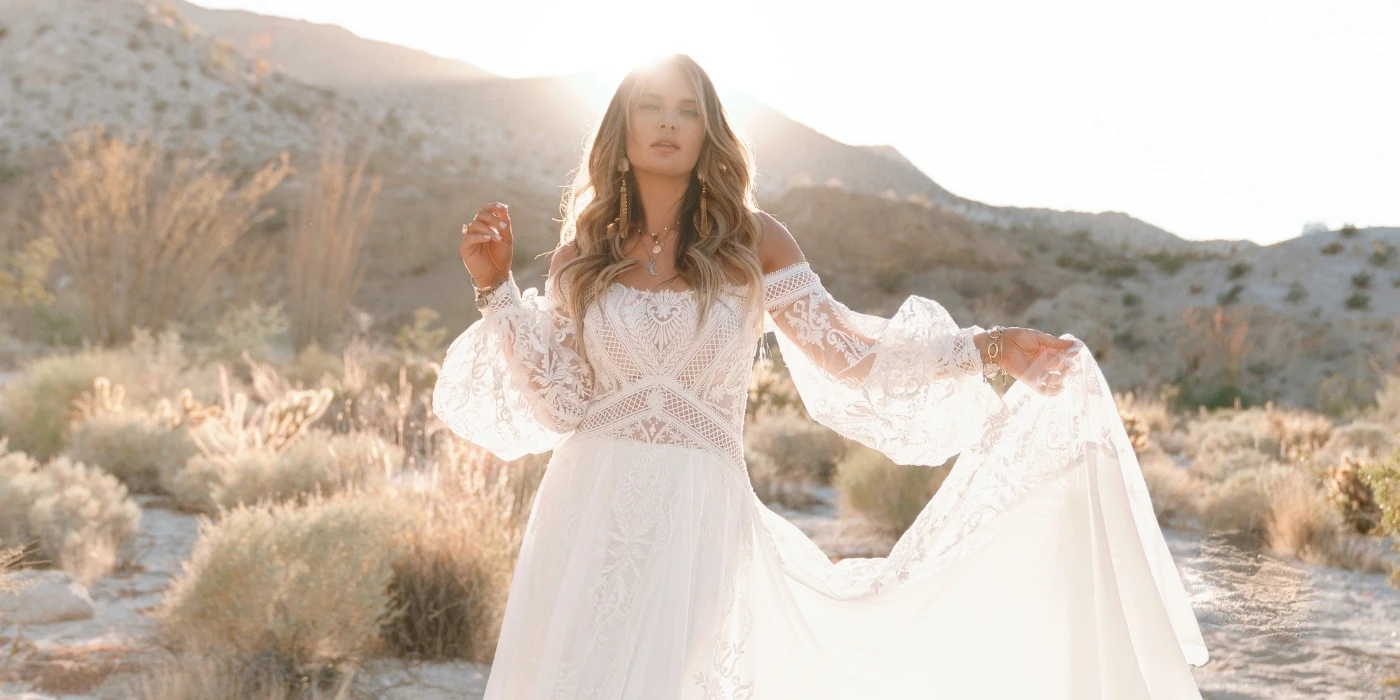 Simple Bohemian Lace Wedding Gowns Boho Casual Country Wedding