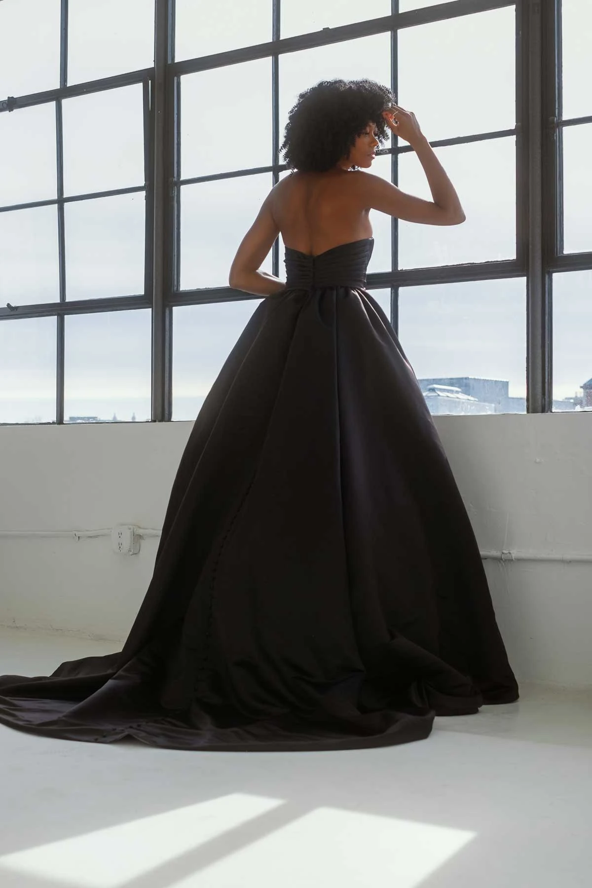 strapless black ballgown wedding dress with sweetheart neckline - D3753 by Essense of Australia