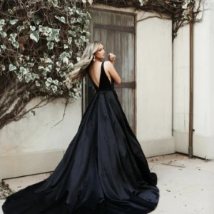 black ballgown wedding dress with v back - 7755BK by Stella York