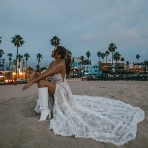 boho lace wedding dress - luna by All Who Wander