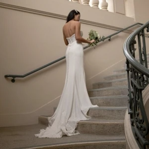 simple strapless sheath wedding dress - 7681 by Stella York
