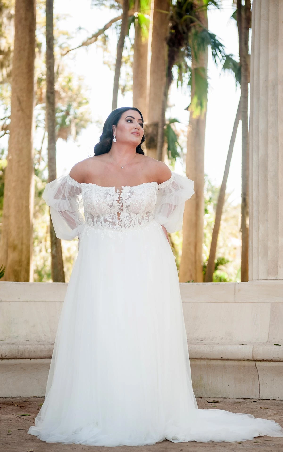 plus size lace and tulle a-line wedding dress with sleeves - 7573+ by Stella York