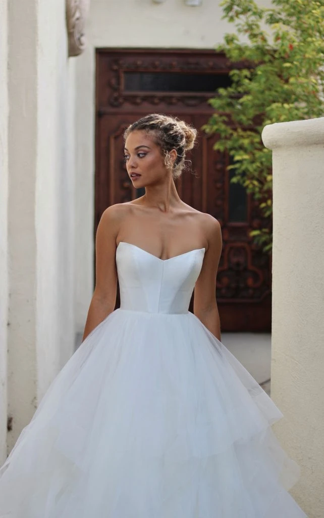 simple strapless tulle ballgown wedding dress with sweetheart neckline - 1465 by Martina Liana