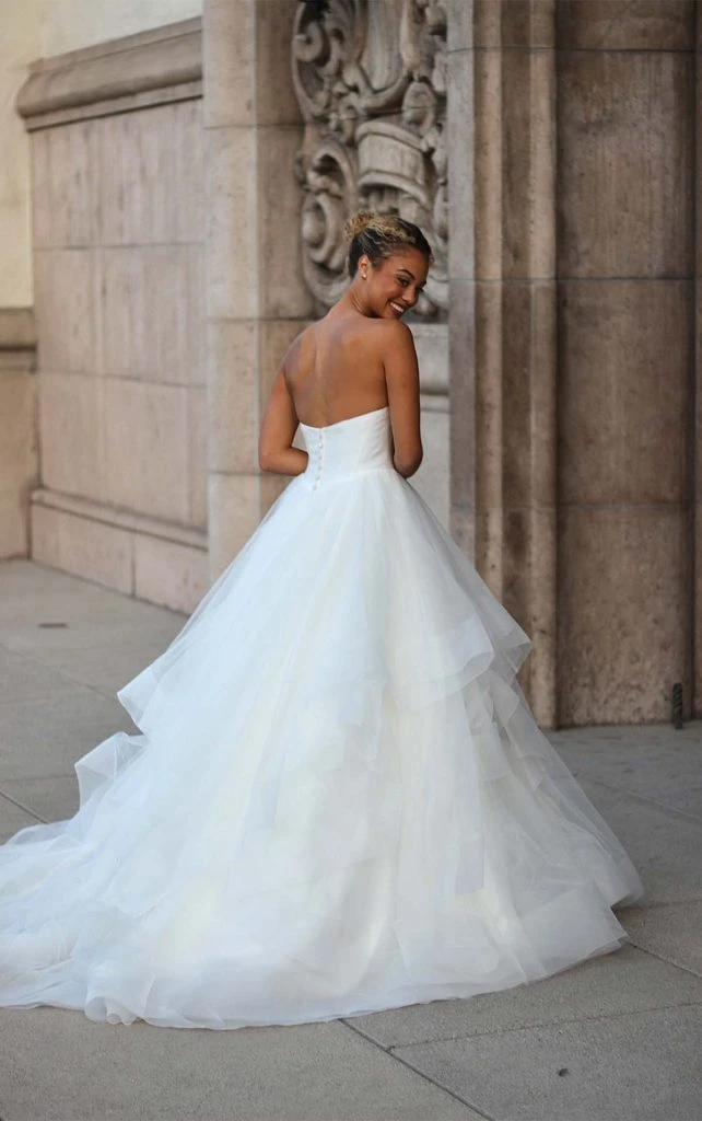 tulle ballgown wedding dress with tiered skirt and strapless bodice - 1465 by Martina Liana