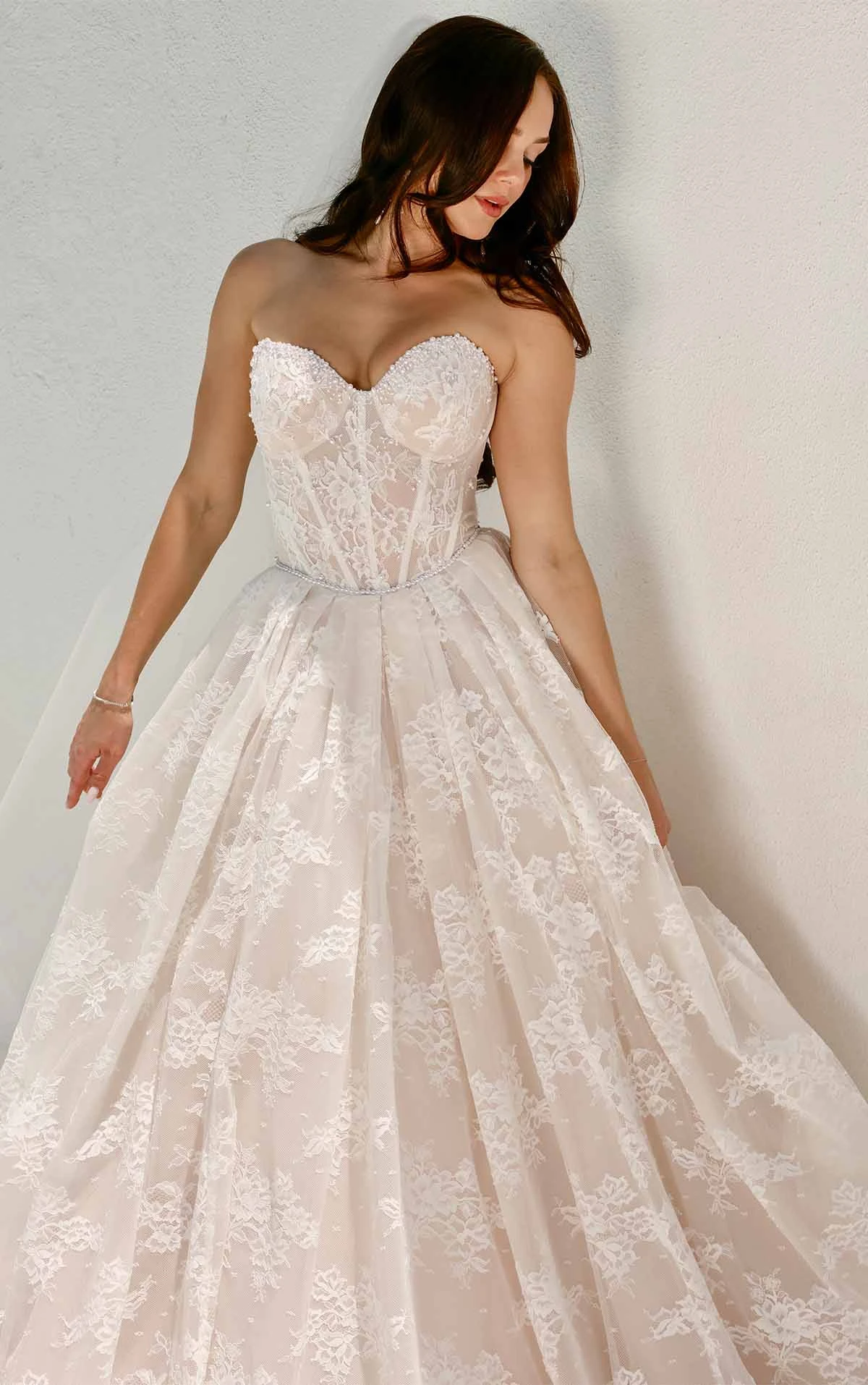 strapless lace ballgown with sweetheart neckline - 1847 by Martina Liana