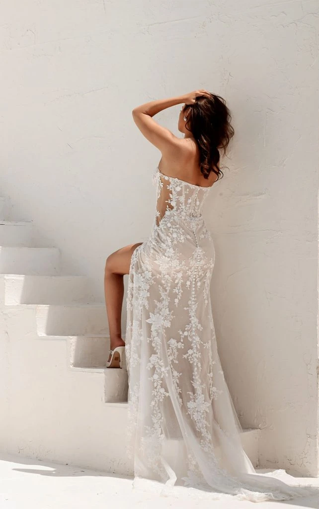 sexy lace mermaid wedding dress with sheer sides - 1850 by Martina Liana