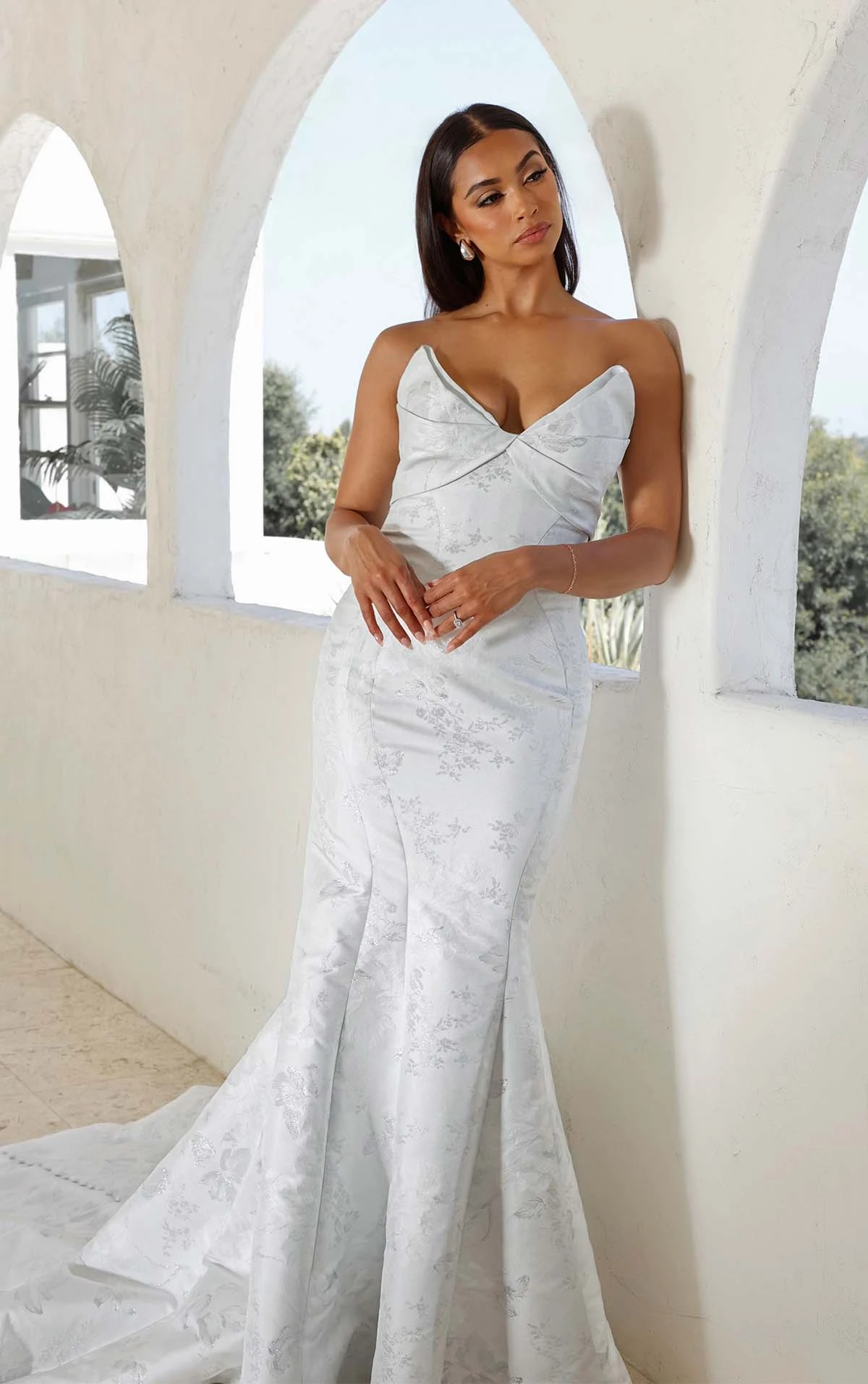 modern silk mermaid wedding dress with detachable bow back - 1872 by martina liana