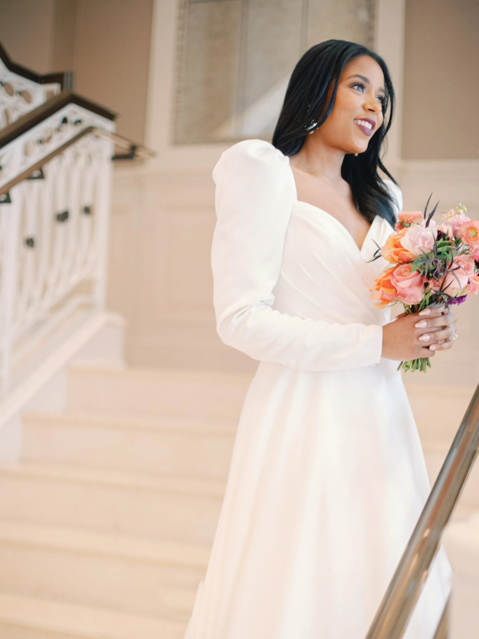 Long Sleeve Simple Wedding Gown