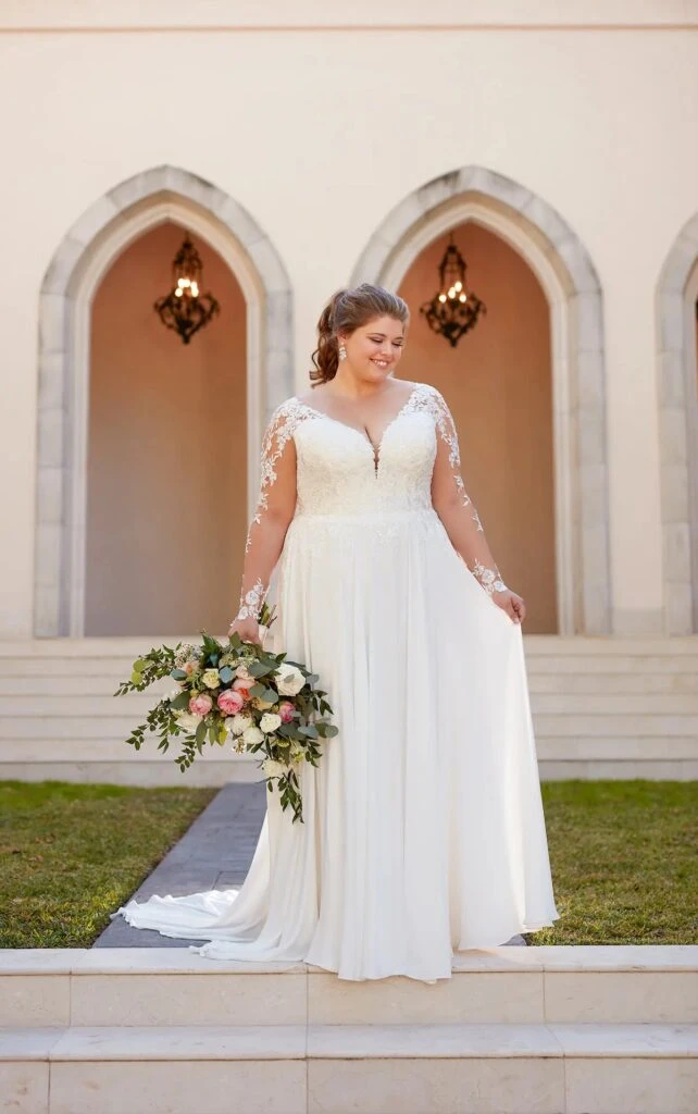 plus size lace long sleeved a-line wedding dress - 6843+ by Stella York