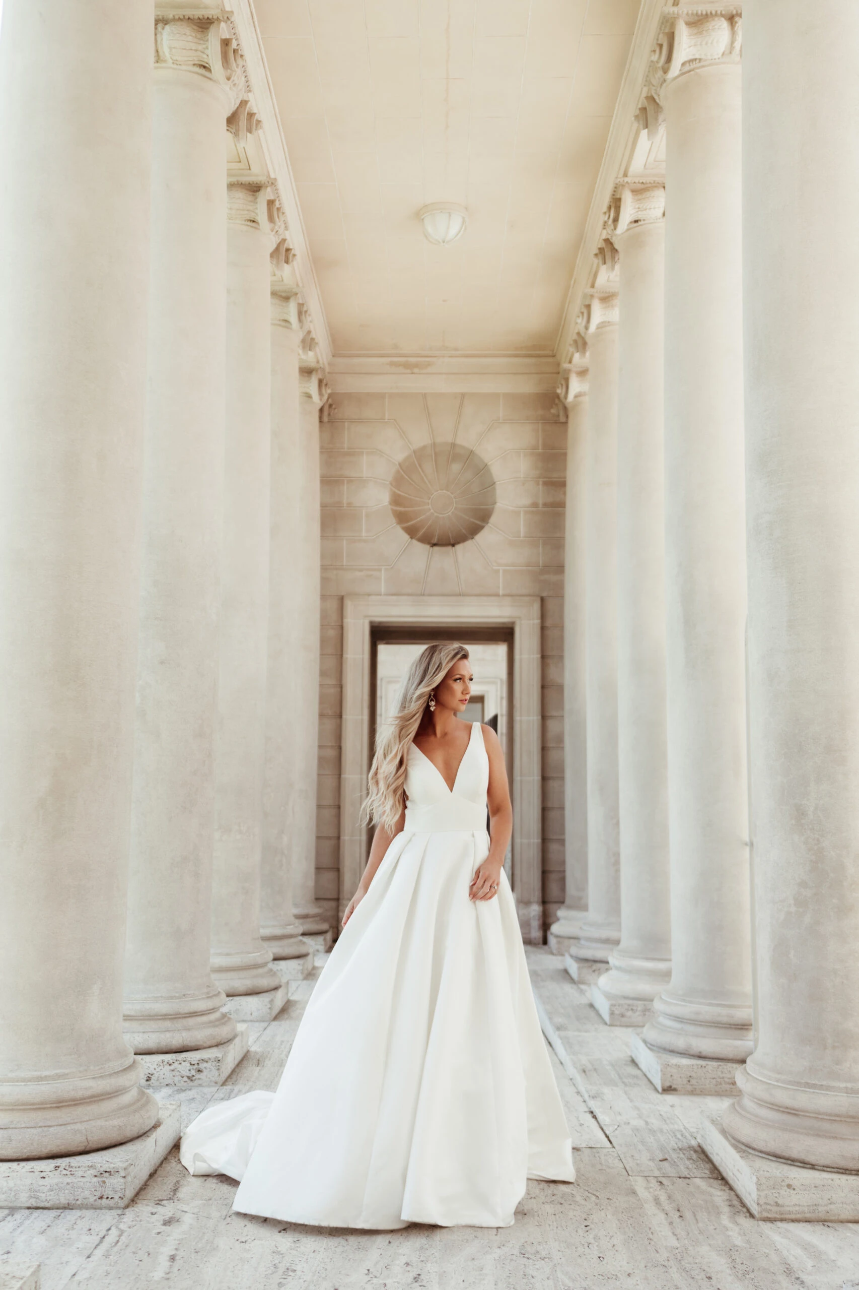 simple ballgown wedding dress with plunging v-neckline - 7755 by Stella York