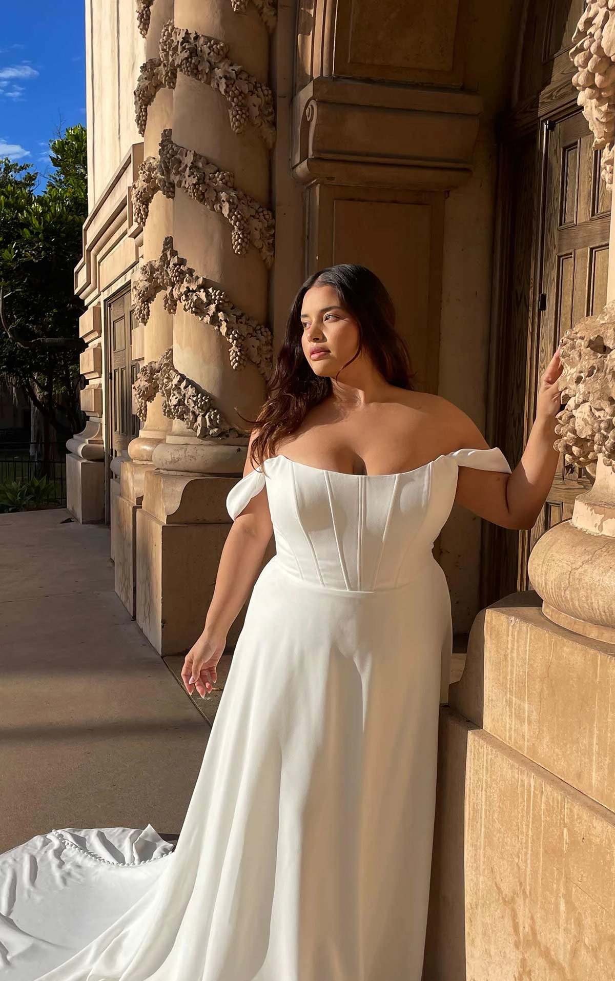 simple plus size a-line wedding dress with detachable straps - 7618+ by Stella York