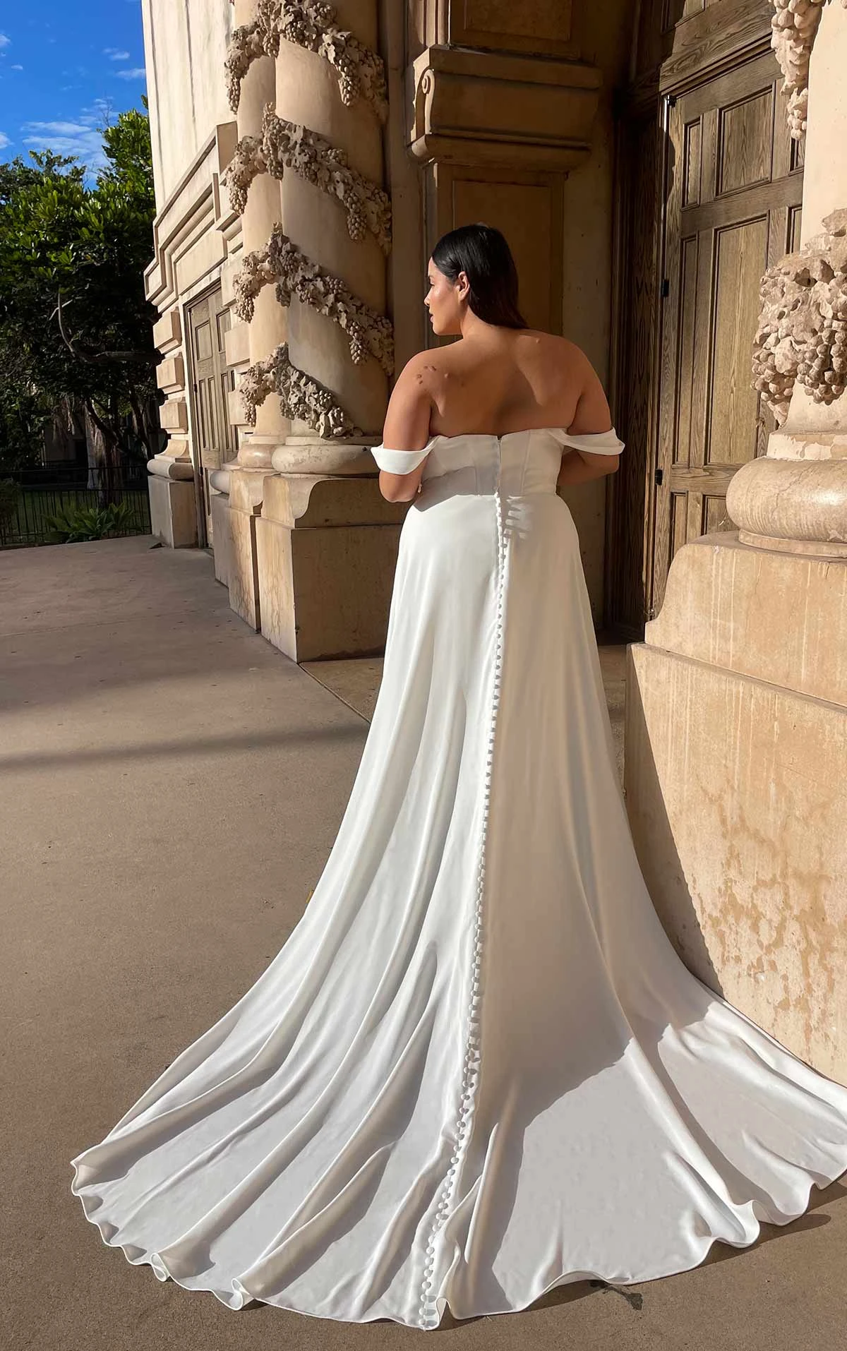 plus size a-line wedding dress with off the shoulder straps - 7618+ by Stella York