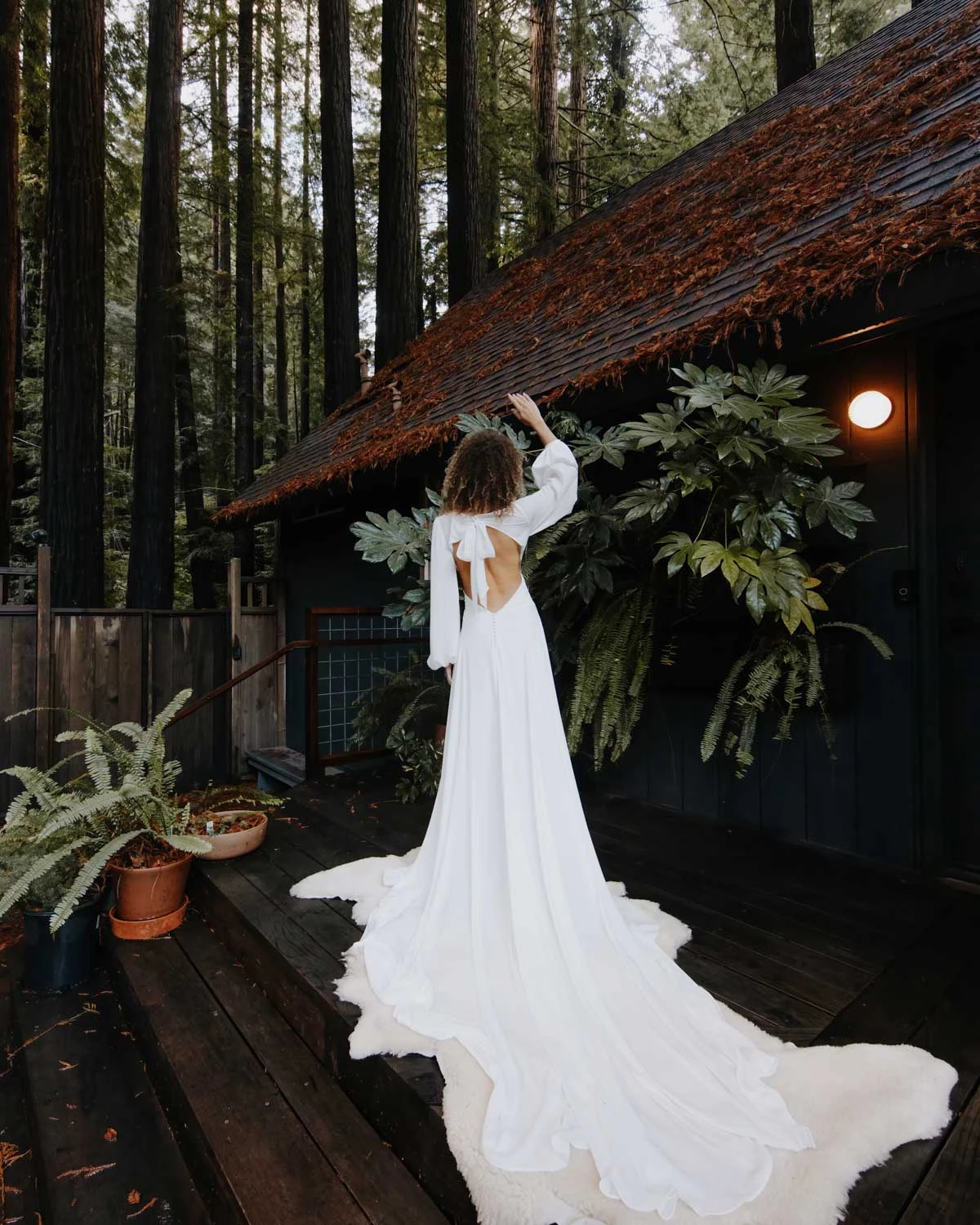 simple a-line wedding dress with long sleeves and keyhole back - Kait by All Who Wander