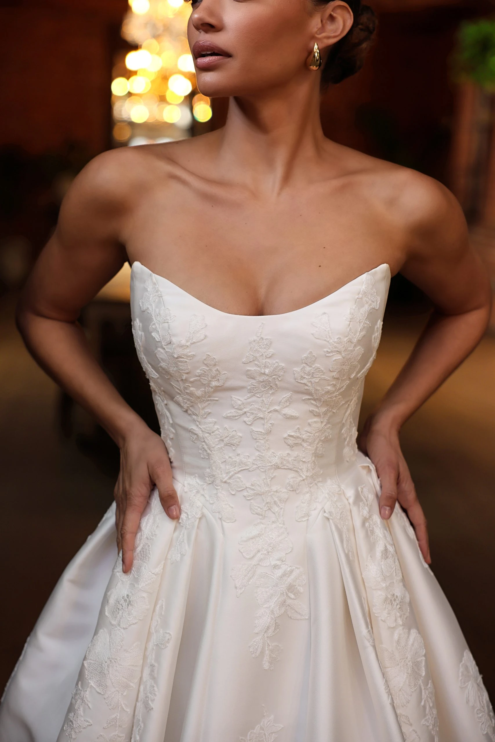strapless ballgown wedding dress with scoop neckline and drop waist - D4265 by Essense of Australia