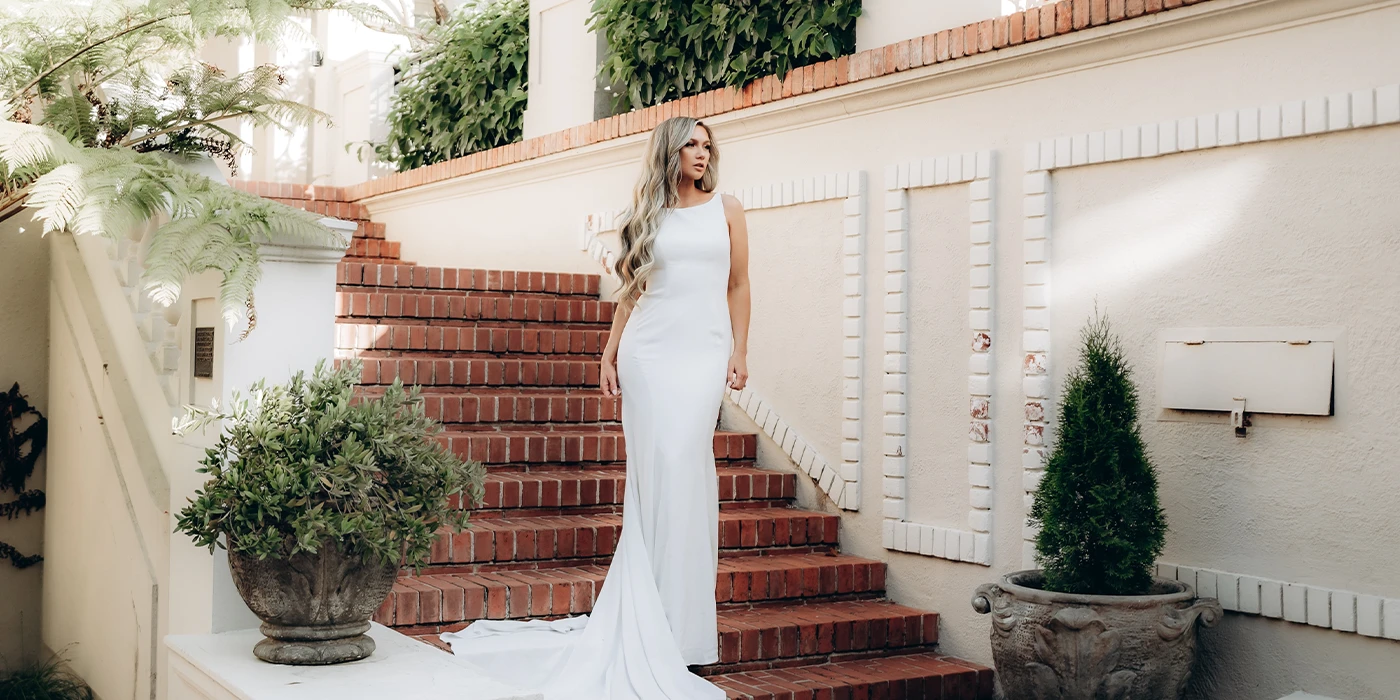 Simple A-Line Wedding Dress with Sexy Side Slit