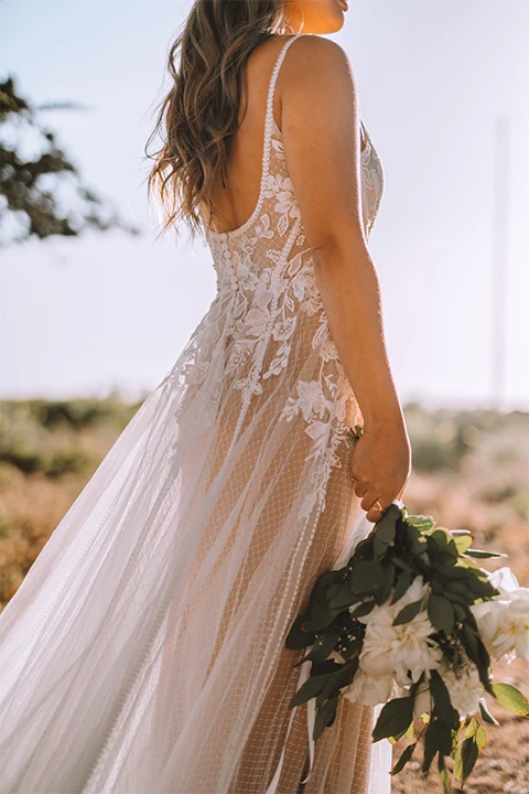 rustic lace a-line wedding dress with tulle skirt - north by All Who Wander