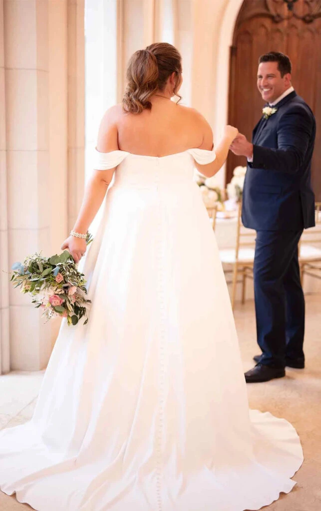 plus size a-line wedding dress with off the shoulder straps - 6718+ by Stella York