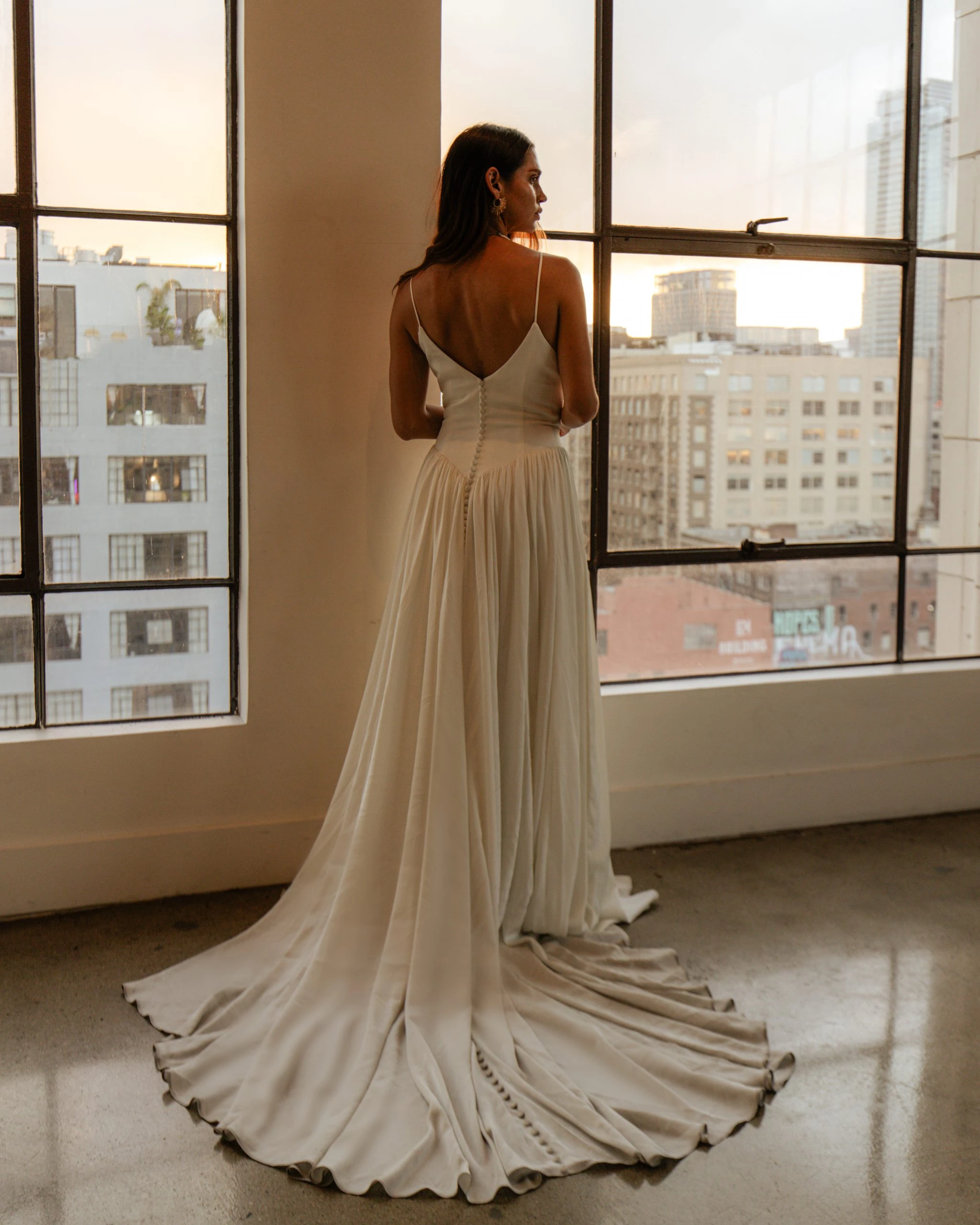 simple drop waist a-line wedding dress with train - gisele by All Who Wander