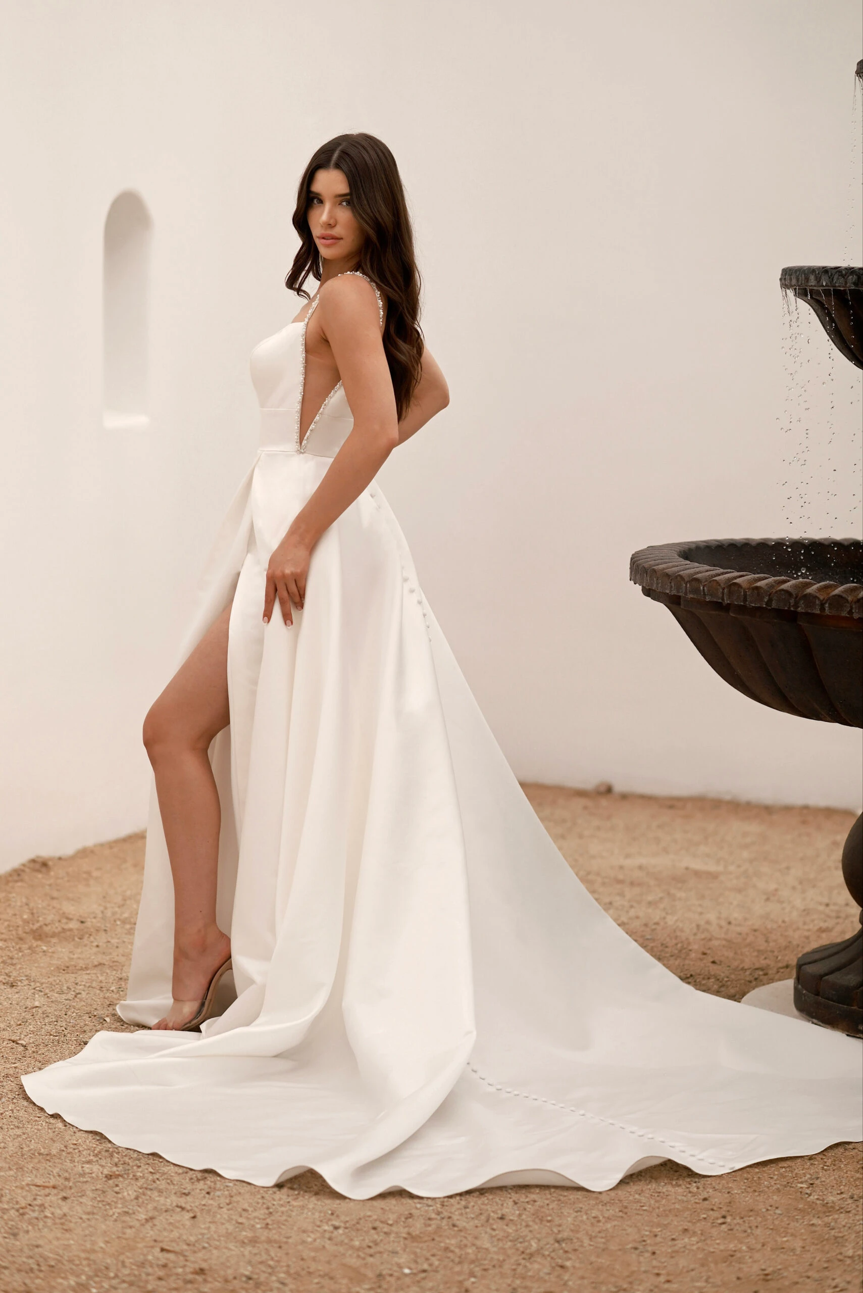 simple a-line wedding dress with side slit - 7830 by Stella York