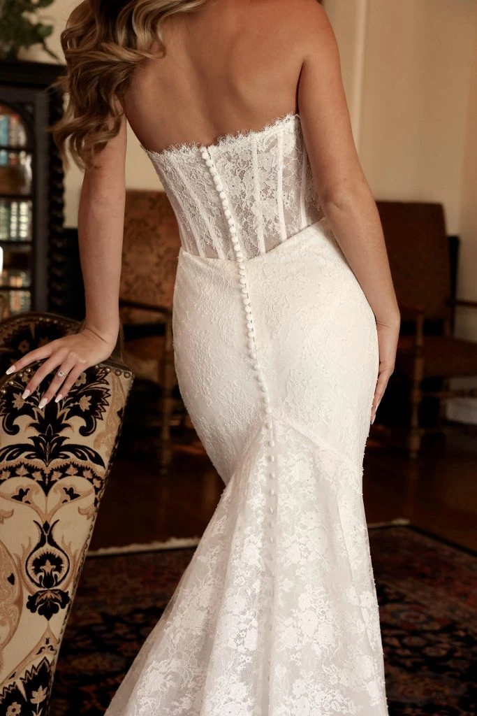 strapless mermaid wedding dress with sheer bodice - D4287 by Essense of Australia