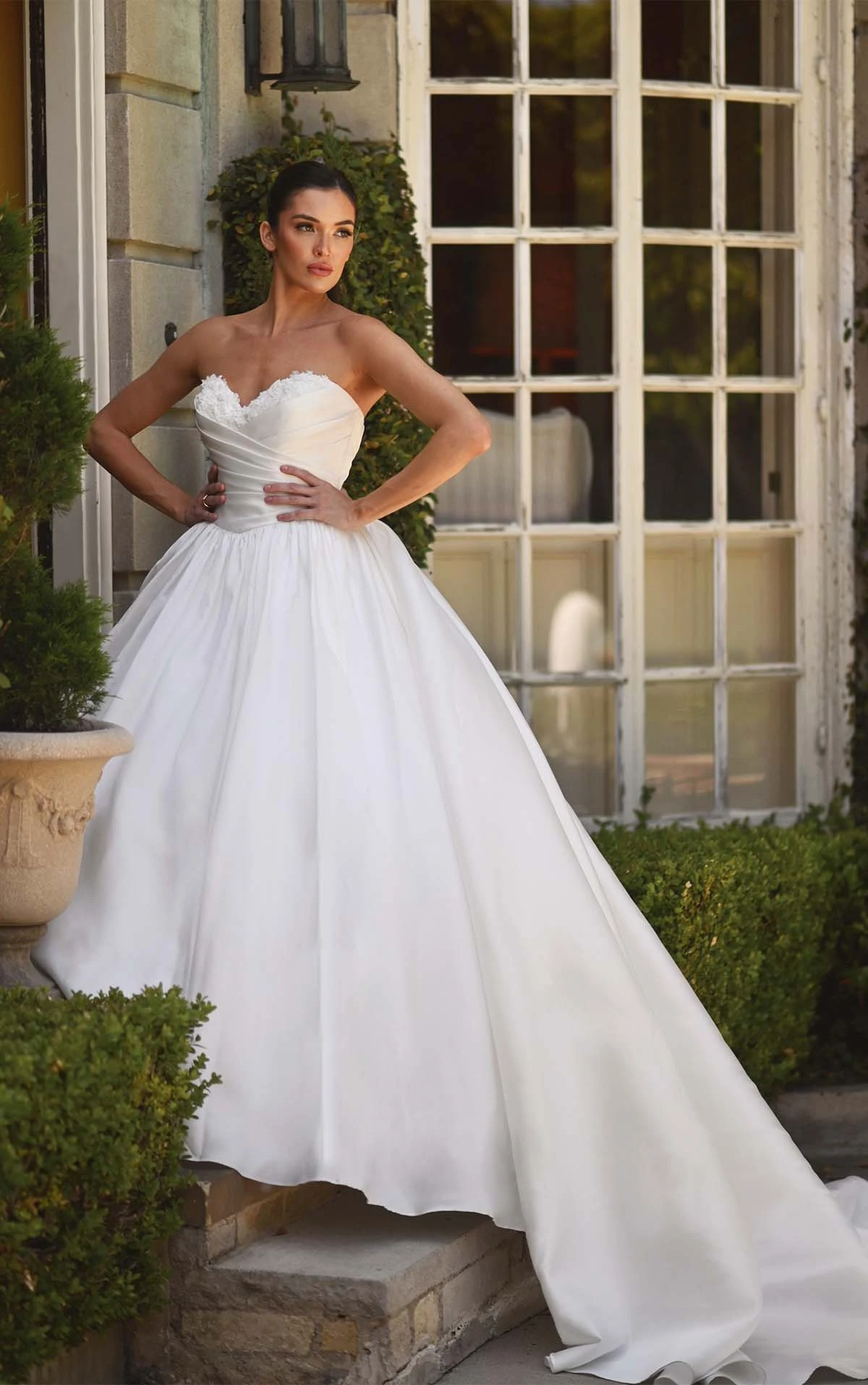 simple satin ballgown with strapless neckline and full skirt - 1701 by Martina Liana
