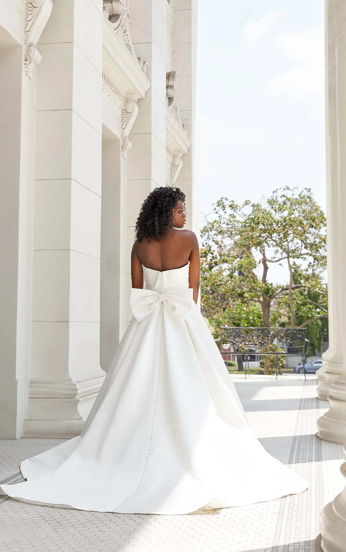 simple a-line wedding dress with bow - 7757 by Stella York