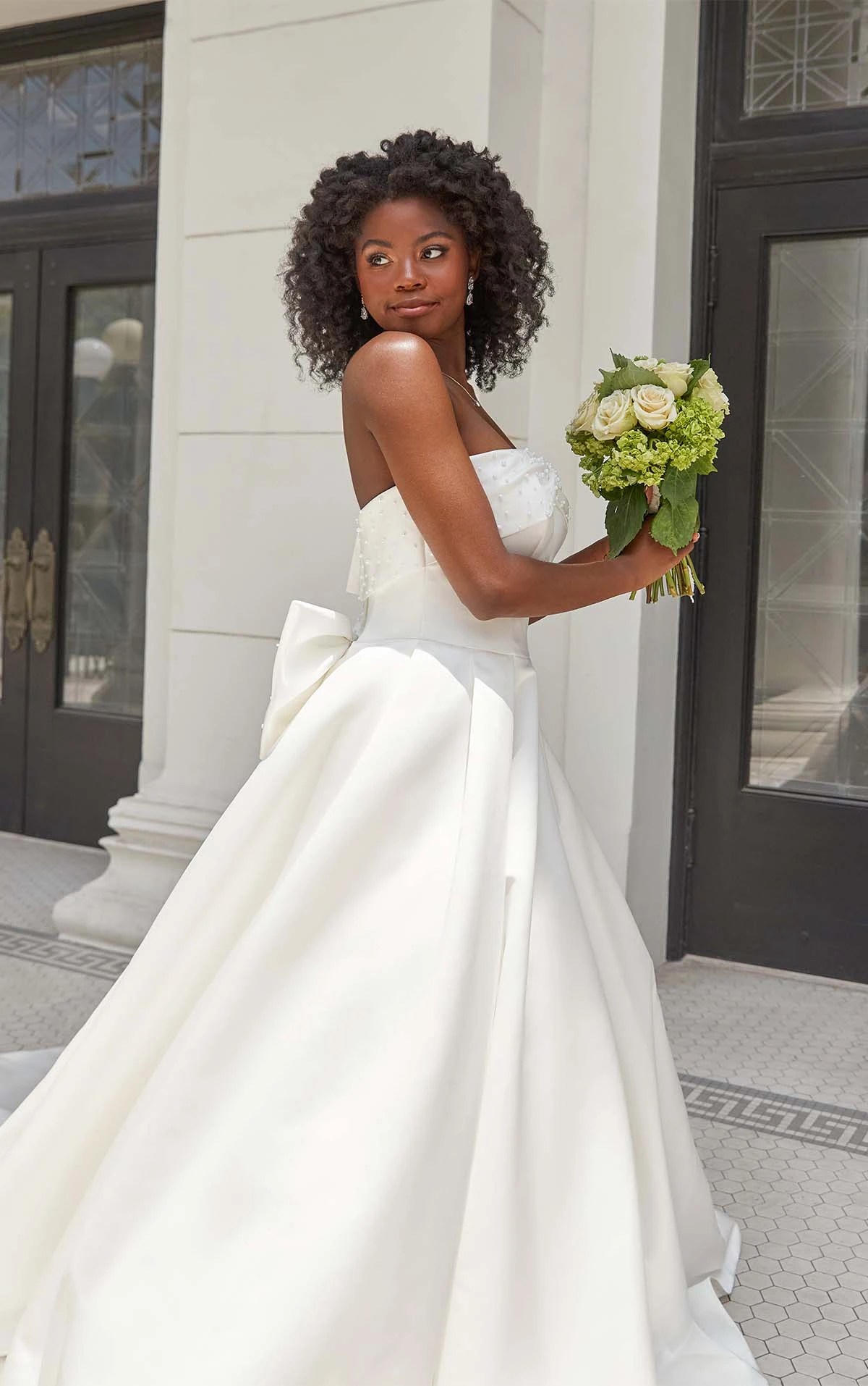 strapless a-line wedding dress with bow and pearl detail - 7757 by Stella York