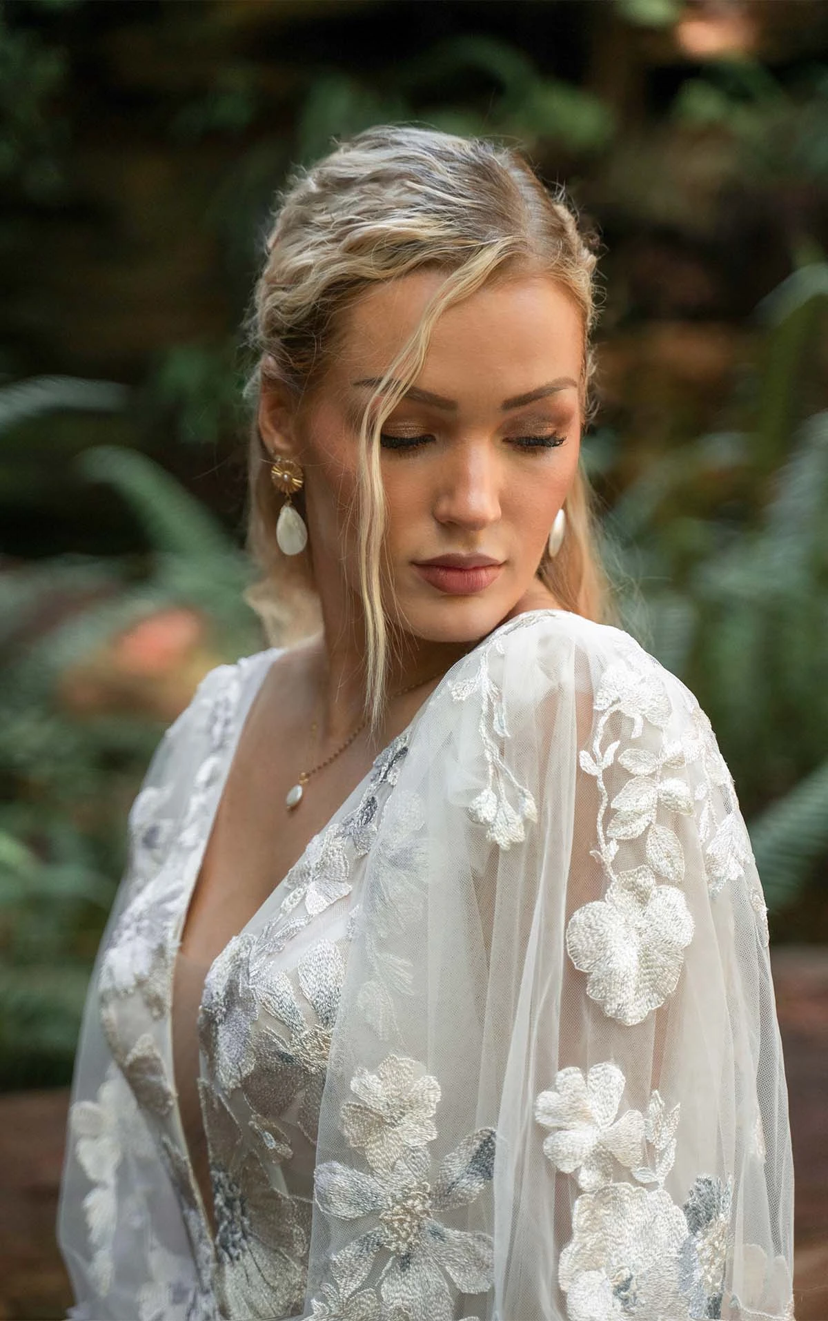 boho lace and tulle ballgown wedding dress with blue accents - saylor TLM by All Who Wander