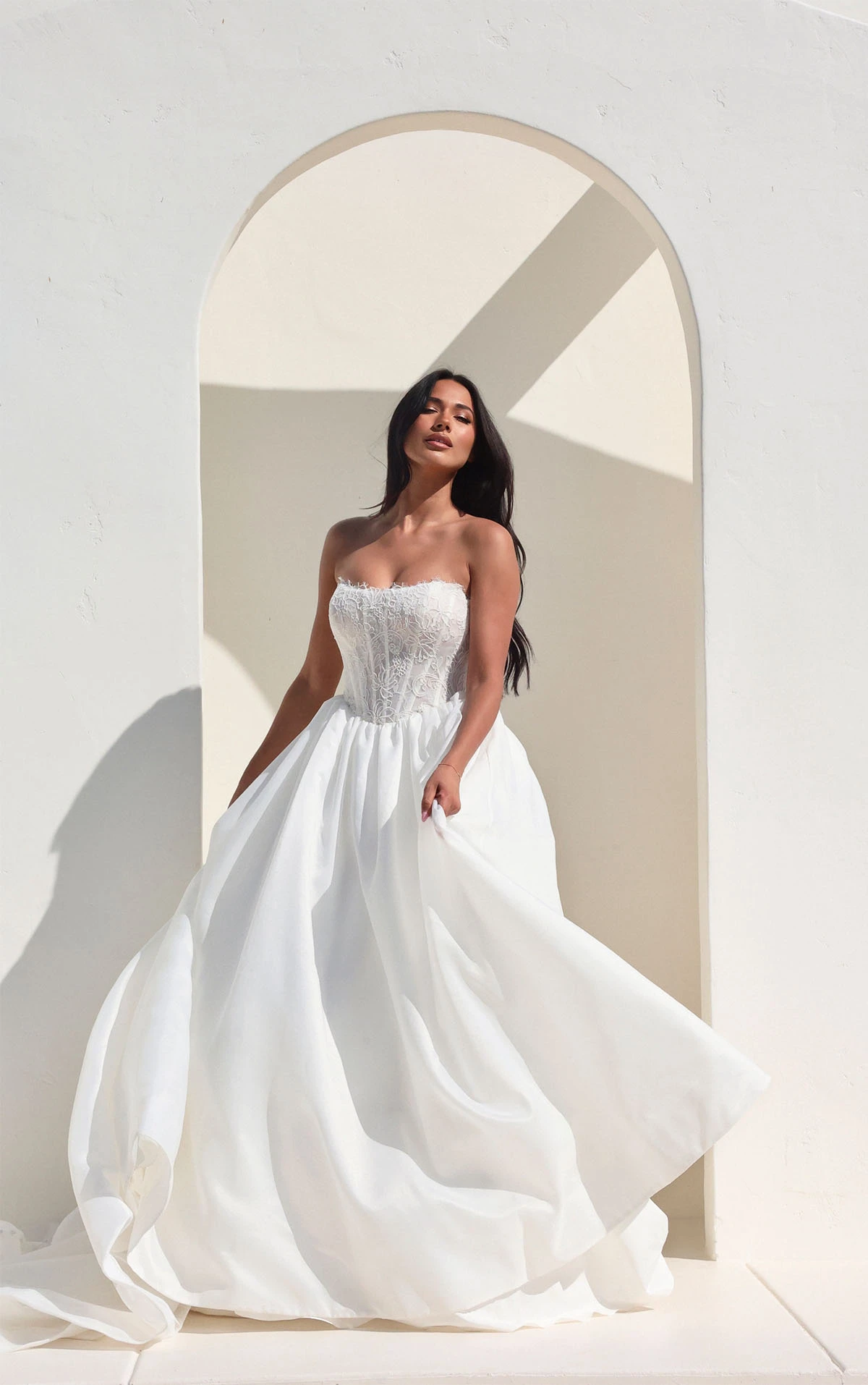 strapless ballgown with tulle skirt and bow back - 1848 by Martina Liana