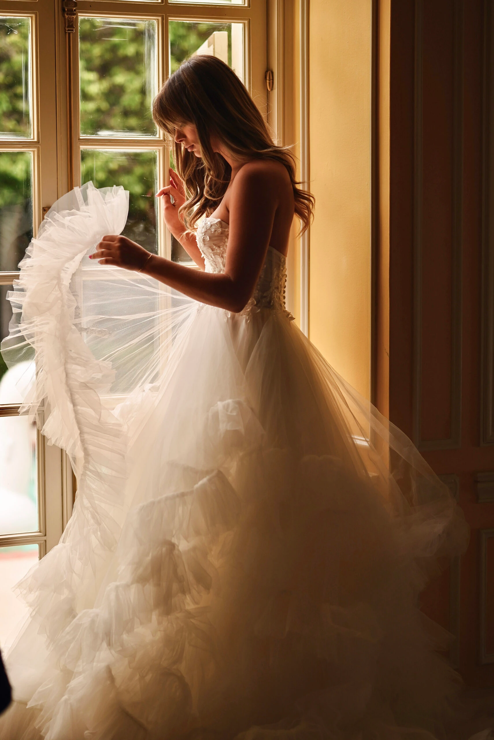 whimsical wedding dress with ruffled full skirt and sweetheart neckline - 1690 by Martina Liana