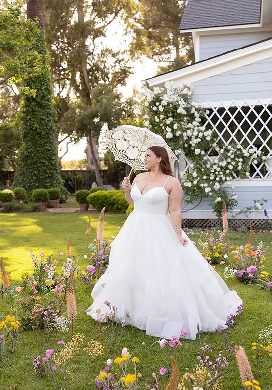 simple a-line wedding dress with spaghetti straps and sweetheart neckline - 7817+ by Stella York