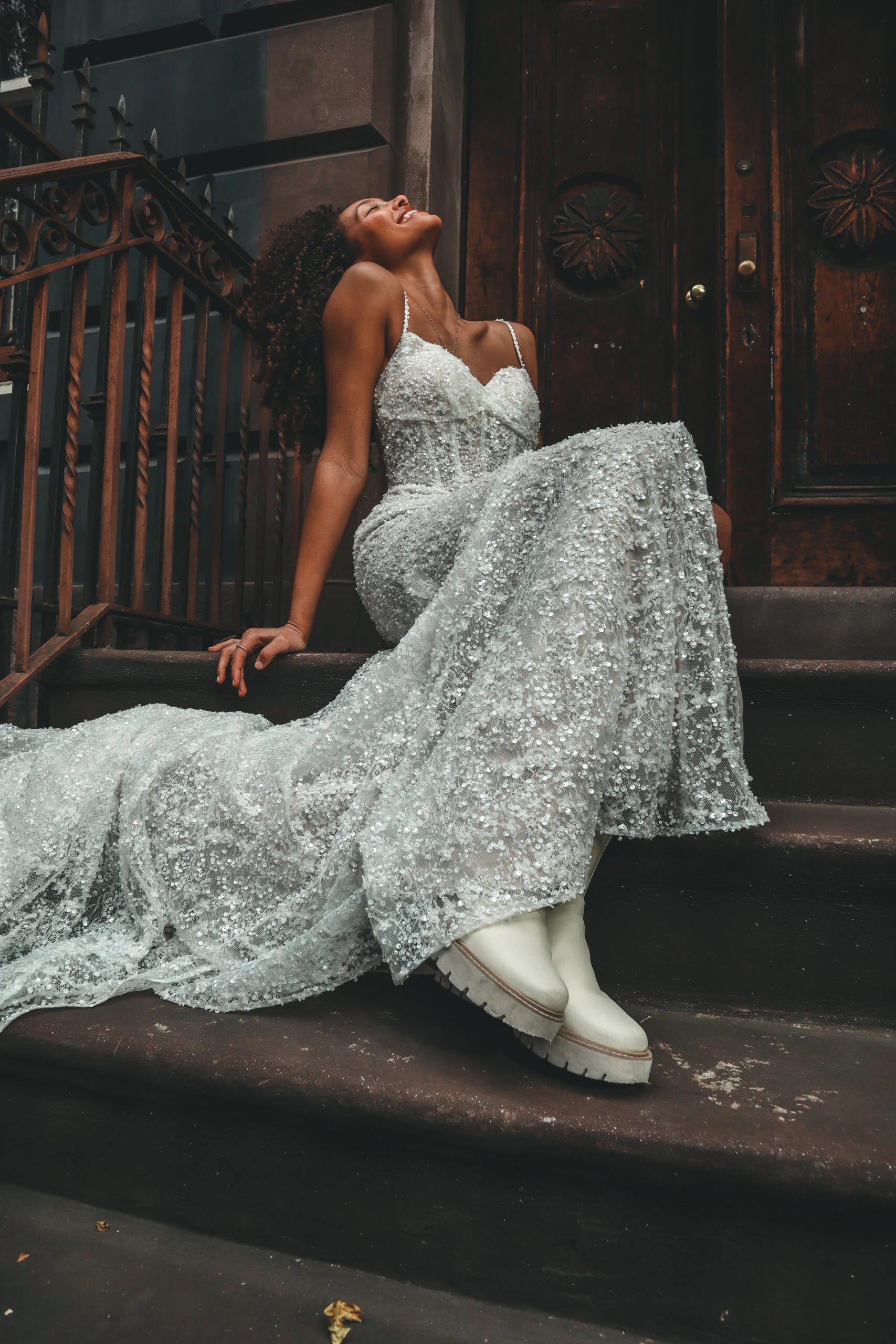 textured lace mermaid wedding dress with sweetheart neckline and short train - parker by All Who Wander