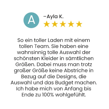 Kundenbewertung von Ayla K. mit einer 5-Sterne-Bewertung. Die Bewertung lautet: 