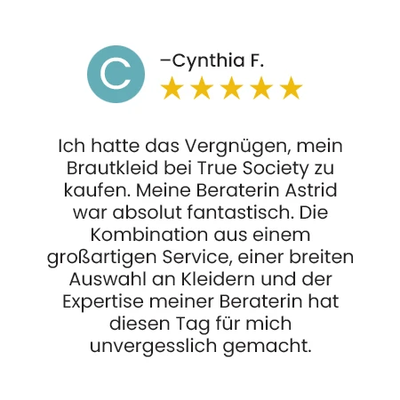 Kundenbewertung von Cynthia F. mit einer 5-Sterne-Bewertung. Die Bewertung lautet: 