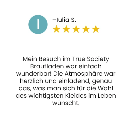 Kundenbewertung von Iulia S. mit einer 5-Sterne-Bewertung. Die Bewertung lautet: 