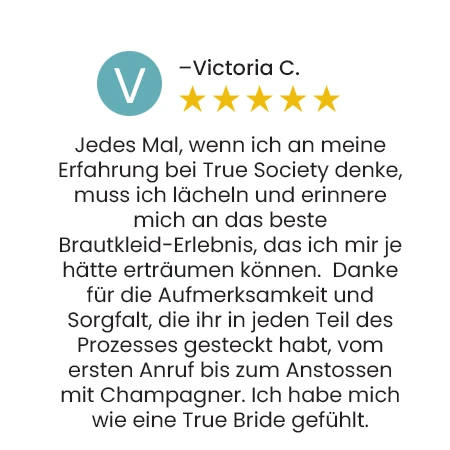 Kundenbewertung von Victoria C. mit einer 5-Sterne-Bewertung. Die Bewertung lautet: 