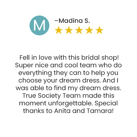 Customer review by Madina S. with a 5-star rating. The review reads: 