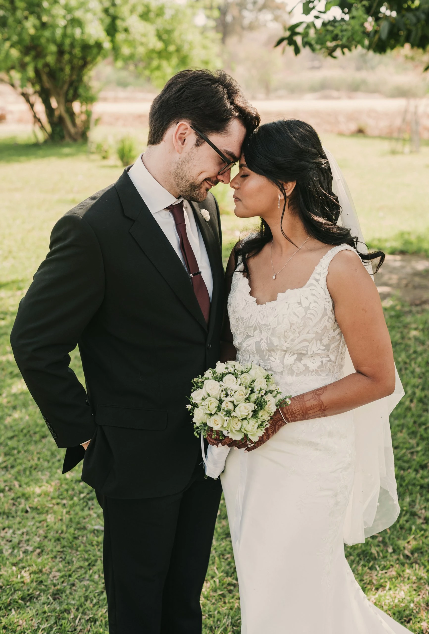 true bride sereena and william posing face to face on wedding day - 7715 by Stella York