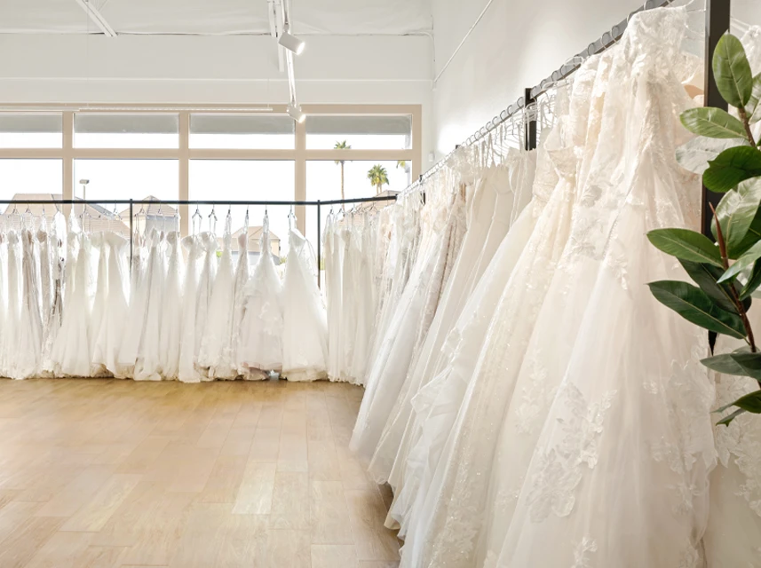 rack of wedding dresses