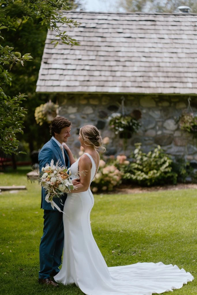 True bride Kelsey and her husband during her first look