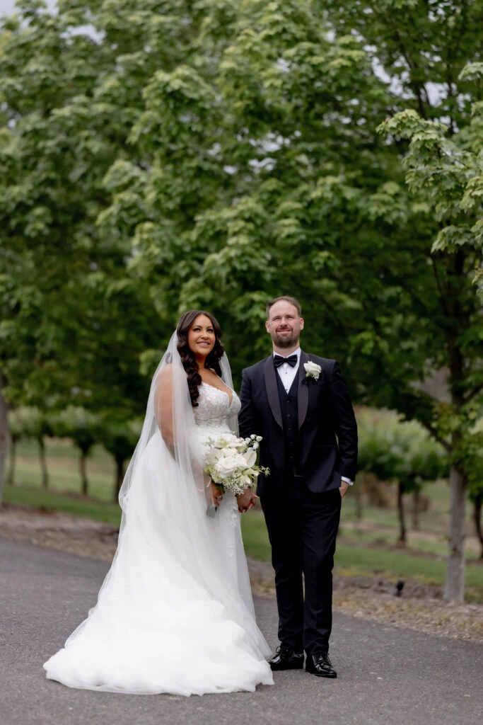 True bride Stephanie posing with her husband