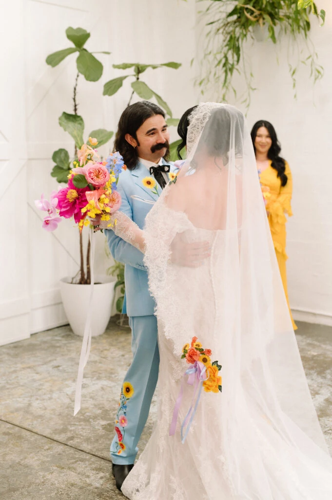 True bride Hannah with her husband at the altar