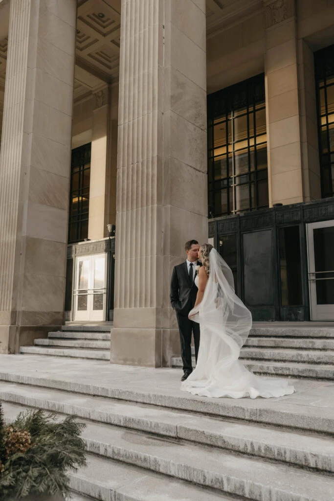 True bride Taylor posing with her husband
