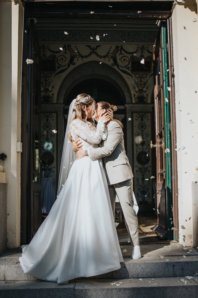 True bride Sofie embracing her wife