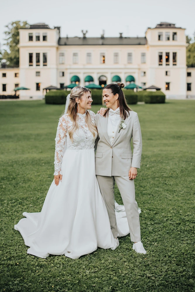 True bride Sofie posing with her wife