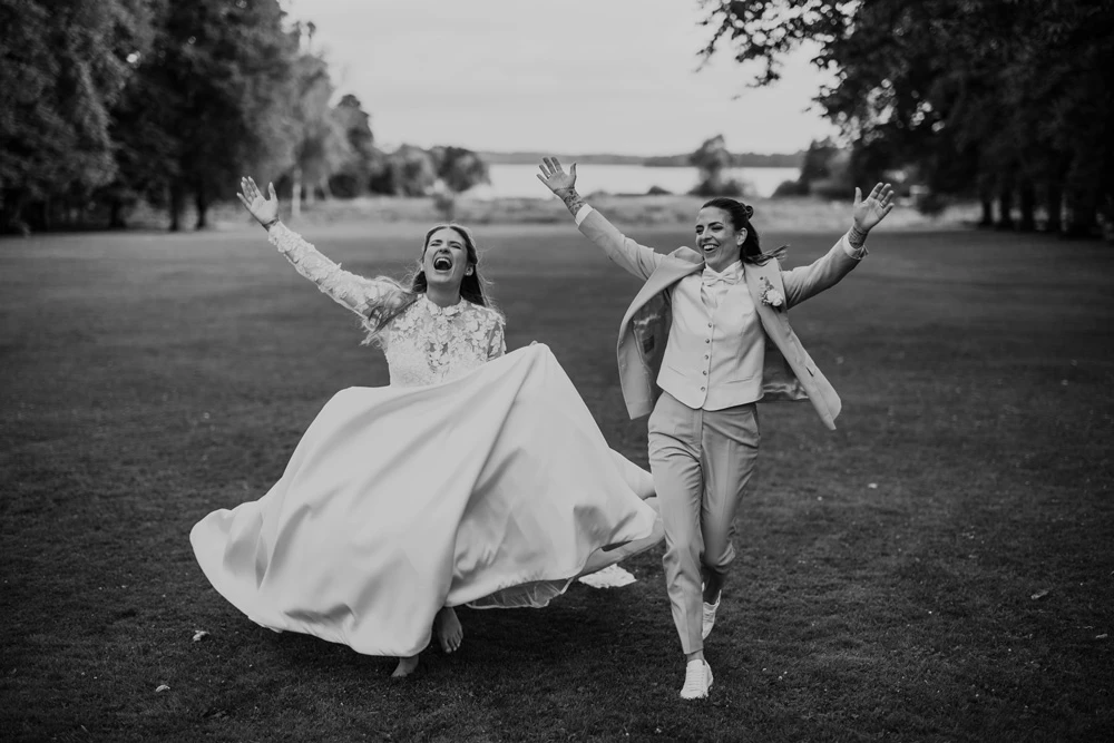 True bride Sofie celebrating with her wife at their wedding