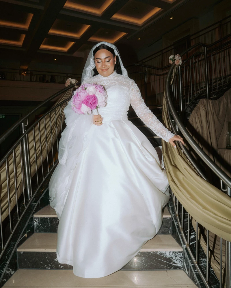 True bride Zübeyde posing in her wedding gown